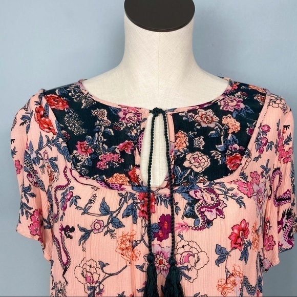 𝅺hippie Laundry Floral Dragons Tassel Tie Shirt - Picture 4 of 15